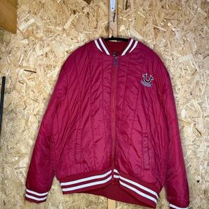 True Religion Burgundy Bomber Jacket